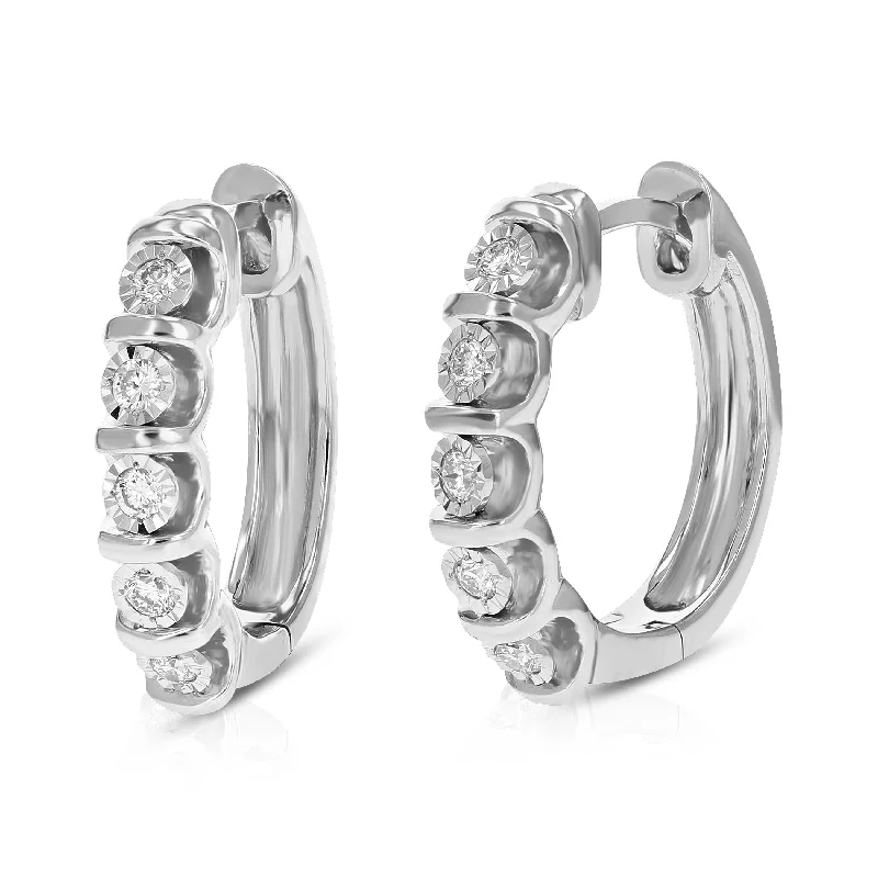 Versatile Layering Jewelry For Effortless Chic 1/4 cttw 10 Stones SI2-I1 Clarity Round Lab Grown Diamond Hoop Earrings Prong Set in .925 Sterling Silver Versatile Layering Jewelry For Effortless Chic 1/4 cttw 10 Stones SI2-I1 Clarity Round Lab Grown Diamond Hoop Earrings Prong Set in .925 Sterling Silver