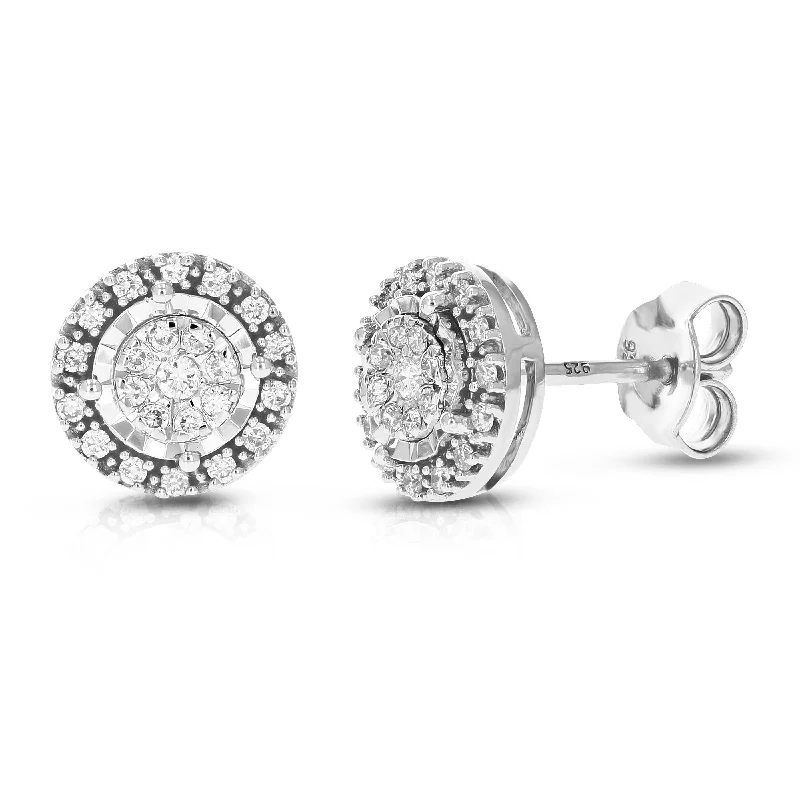 Romantic Heart-Shaped Jewelry For Special Gifts 1/4 cttw 46 Stones Round Lab Grown Diamond Studs Earrings .925 Sterling Silver Prong Set Round Shape Romantic Heart-Shaped Jewelry For Special Gifts 1/4 cttw 46 Stones Round Lab Grown Diamond Studs Earrings .925 Sterling Silver Prong Set Round Shape