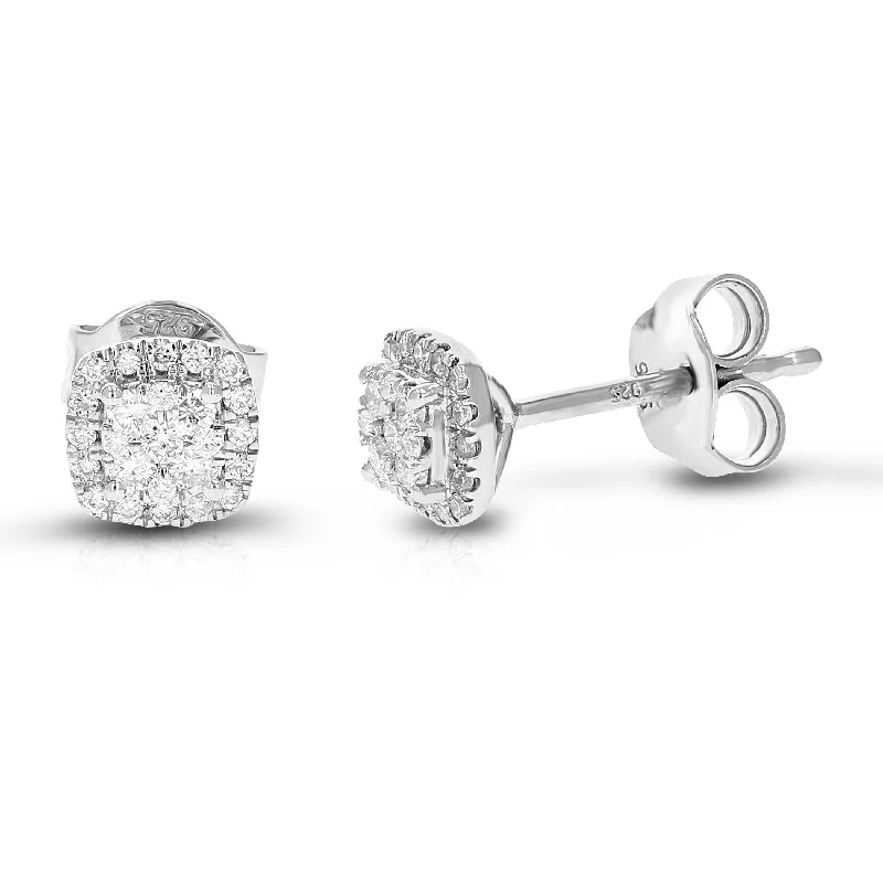 Unique Jewelry Designs Now At Discounted Rates 1/4 cttw 50 Stones Round Lab Grown Diamond Studs Earrings .925 Sterling Silver Prong Set Square Shape Unique Jewelry Designs Now At Discounted Rates 1/4 cttw 50 Stones Round Lab Grown Diamond Studs Earrings .925 Sterling Silver Prong Set Square Shape