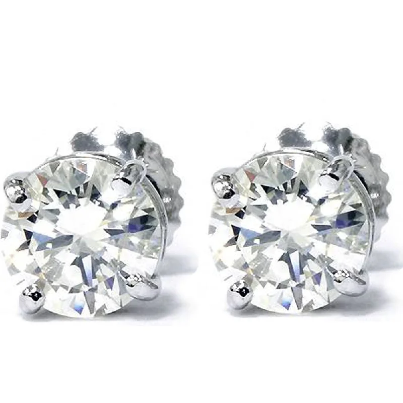 Affordable Gold-Plated Jewelry For Modern Fashion 1.40ct Diamond Studs 14K White Gold Screw Back Affordable Gold-Plated Jewelry For Modern Fashion 1.40ct Diamond Studs 14K White Gold Screw Back