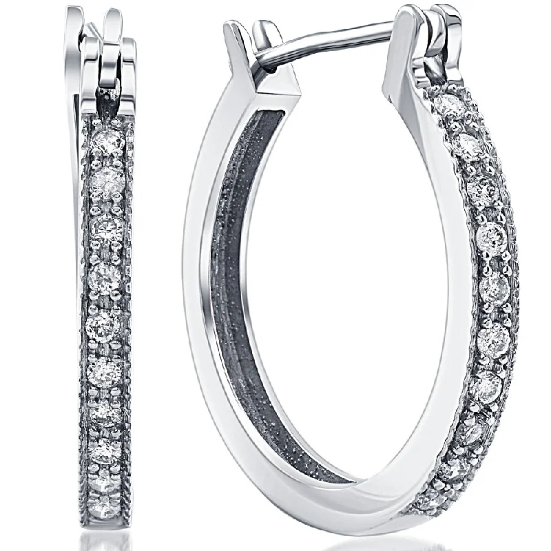Exclusive Jewelry Discounts – Shop Now For Savings 1/4ct Diamonds Hoops Milgrained 14K White Gold