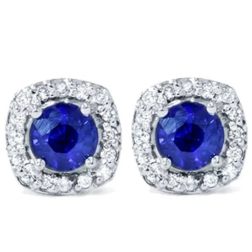 Breathtaking Jewelry At Limited-Time Savings 1 5/8ct Pave Halo Sapphire Diamond Studs 14K White Gold Breathtaking Jewelry At Limited-Time Savings 1 5/8ct Pave Halo Sapphire Diamond Studs 14K White Gold