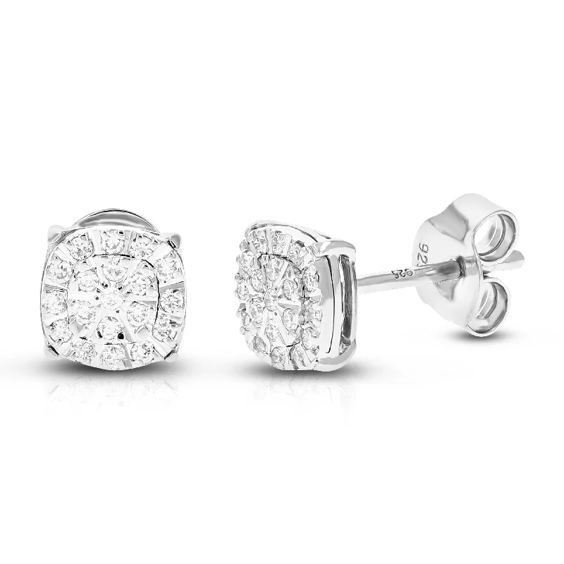 Luxury Jewelry Sale – Sparkle For Less 1/5 cttw 42 Stones Round Lab Grown Diamond Studs Earrings .925 Sterling Silver Prong Set Square Shape Luxury Jewelry Sale – Sparkle For Less 1/5 cttw 42 Stones Round Lab Grown Diamond Studs Earrings .925 Sterling Silver Prong Set Square Shape
