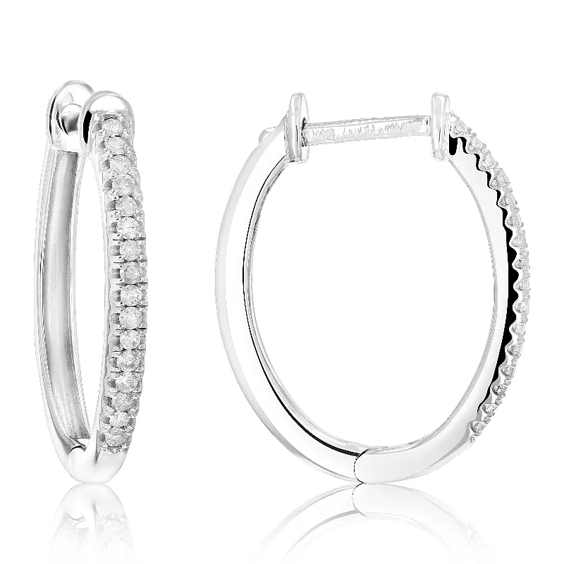 Buy More, Save More On Stunning Jewelry Designs 1/5 cttw Diamond Hoop Earrings .925 Sterling Silver 32 Stones Prong Set 3/4 Inch Buy More, Save More On Stunning Jewelry Designs 1/5 cttw Diamond Hoop Earrings .925 Sterling Silver 32 Stones Prong Set 3/4 Inch