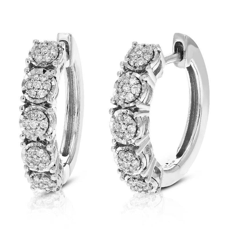Get The Best Deals On Timeless Jewelry Pieces 1/5 cttw Hoop Earrings Lab Grown Diamond Earrings Round Cut Prong Set in .925 Sterling Silver