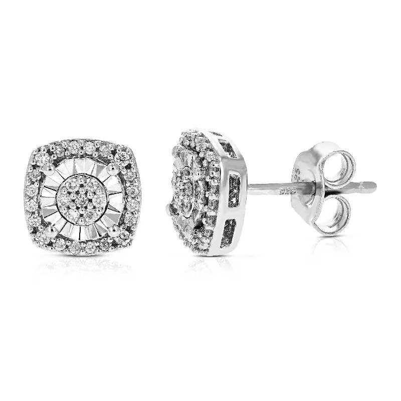 Seasonal Jewelry Deals – Elevate Your Style 1/5 cttw Round Cut Lab Grown Diamond Earrings Square Studs In .925 Sterling Silver Prong Set Seasonal Jewelry Deals – Elevate Your Style 1/5 cttw Round Cut Lab Grown Diamond Earrings Square Studs In .925 Sterling Silver Prong Set