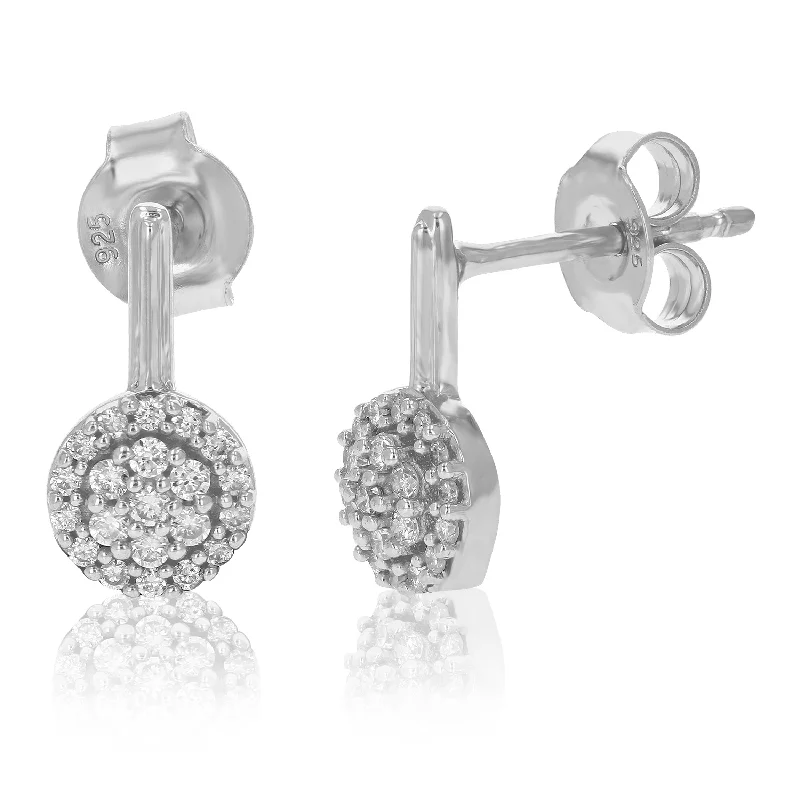 Fashion-Forward Geometric Jewelry For Contemporary Style 1/5 cttw Round Lab Grown Diamond Dangle Earrings .925 Sterling Silver Prong Settings Size 1/2 Inch Fashion-Forward Geometric Jewelry For Contemporary Style 1/5 cttw Round Lab Grown Diamond Dangle Earrings .925 Sterling Silver Prong Settings Size 1/2 Inch