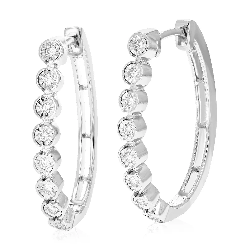 Sparkle On A Budget – Fine Jewelry For Less 1/5 cttw Round Lab Grown Diamond Hoop Earrings .925 Sterling Silver Prong Set 1 Inch Sparkle On A Budget – Fine Jewelry For Less 1/5 cttw Round Lab Grown Diamond Hoop Earrings .925 Sterling Silver Prong Set 1 Inch