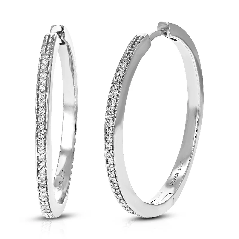 Modern Jewelry At Exclusive Discounts – Shop Today 1/5 cttw Round Lab Grown Diamond Hoop Earrings Made With .925 Sterling Silver Prong Setting Size 1 Inch Modern Jewelry At Exclusive Discounts – Shop Today 1/5 cttw Round Lab Grown Diamond Hoop Earrings Made With .925 Sterling Silver Prong Setting Size 1 Inch
