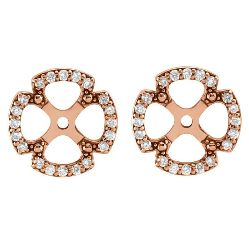 Best Jewelry Sale – Shop Exclusive Designs Now 1/5Ct Clover Diamond Earring Jackets 14K Rose Gold (5-5.5mm) Best Jewelry Sale – Shop Exclusive Designs Now 1/5Ct Clover Diamond Earring Jackets 14K Rose Gold (5-5.5mm)