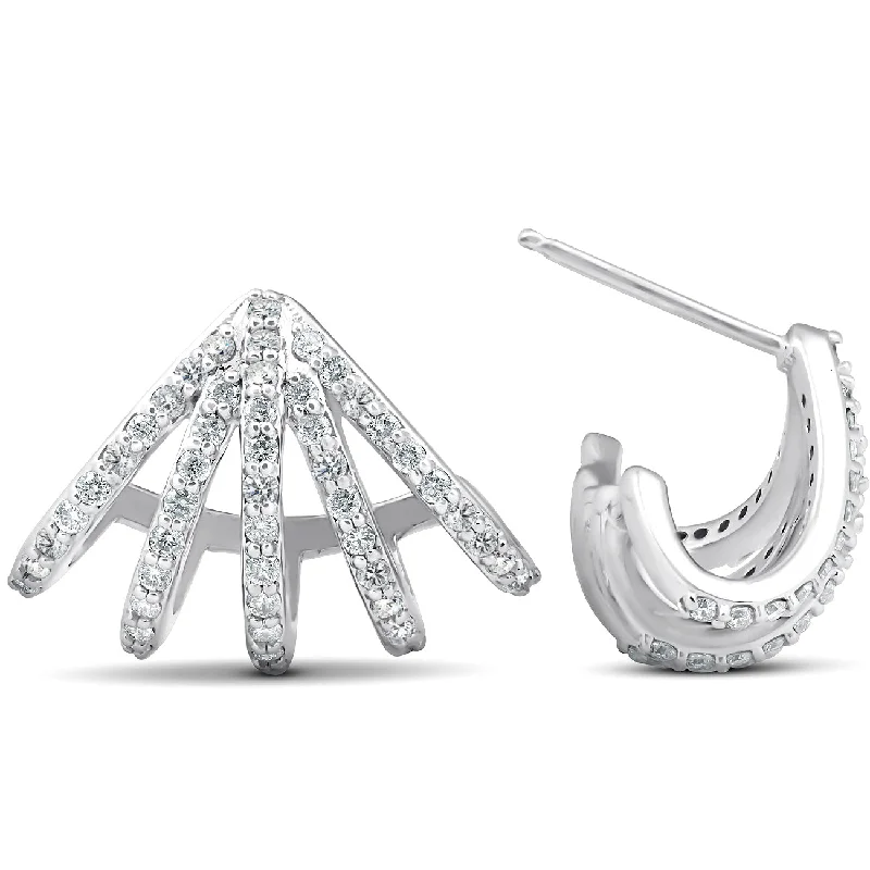 Bohemian-Inspired Jewelry For Free-Spirited Fashion 1 Ct Diamond Burst Studs Womens Huggie Earrings 14k White Gold Bohemian-Inspired Jewelry For Free-Spirited Fashion 1 Ct Diamond Burst Studs Womens Huggie Earrings 14k White Gold