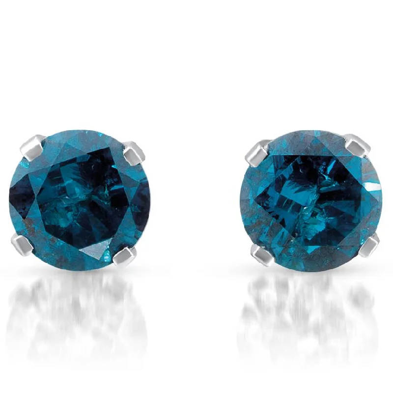 Stunning Jewelry Pieces At The Lowest Prices Ever 1 ct Treated Blue Round Cut Diamond Studs 14K White Gold Stunning Jewelry Pieces At The Lowest Prices Ever 1 ct Treated Blue Round Cut Diamond Studs 14K White Gold