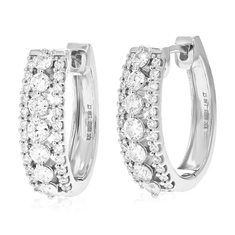 Make Your Outfit Shine With Discounted Jewelry 1 cttw 62 Stones Round Lab Grown Diamond Hoop Earrings .925 Sterling Silver Prong Set 3/4 Inch