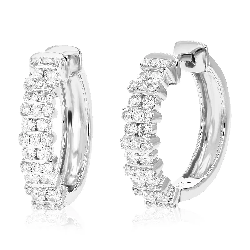 Your Dream Jewelry At Dream Prices 1 cttw 66 Stones Round Lab Grown Diamond Hoop Earrings .925 Sterling Silver Prong Set 3/4 Inch Your Dream Jewelry At Dream Prices 1 cttw 66 Stones Round Lab Grown Diamond Hoop Earrings .925 Sterling Silver Prong Set 3/4 Inch