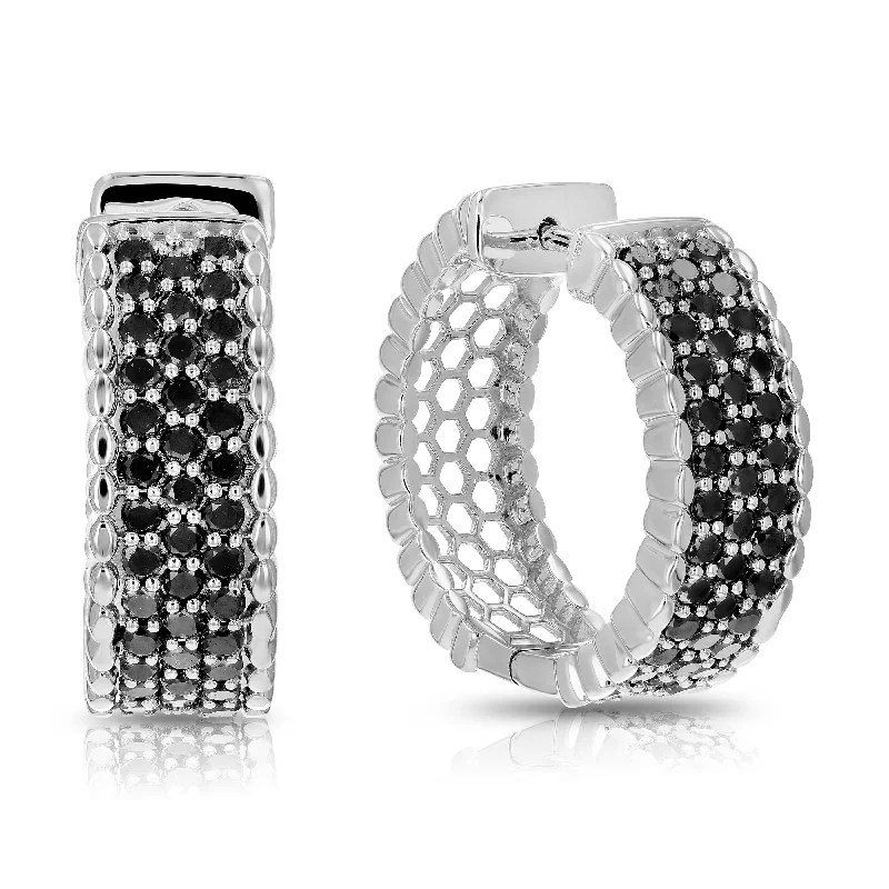 Final Call For Exquisite Jewelry At Reduced Rates 1 cttw 76 Stone Black Diamond Hoop Earrings .925 Sterling Silver Dangle 7/8 Inch Final Call For Exquisite Jewelry At Reduced Rates 1 cttw 76 Stone Black Diamond Hoop Earrings .925 Sterling Silver Dangle 7/8 Inch