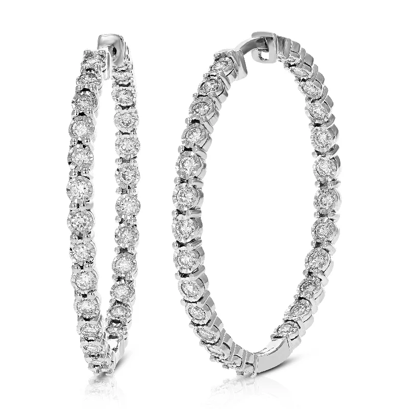 Dainty Floral Jewelry For Feminine Elegance 1 cttw Lab Grown Diamond Hoop Earring .925 Sterling Silver Prong Set Round Cut Dainty Floral Jewelry For Feminine Elegance 1 cttw Lab Grown Diamond Hoop Earring .925 Sterling Silver Prong Set Round Cut