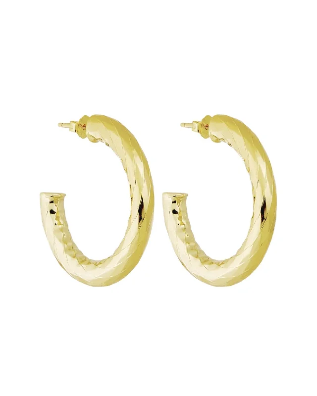 Premium Jewelry Now Available At Special Discounts 1" Wavelet Hoops in Gold