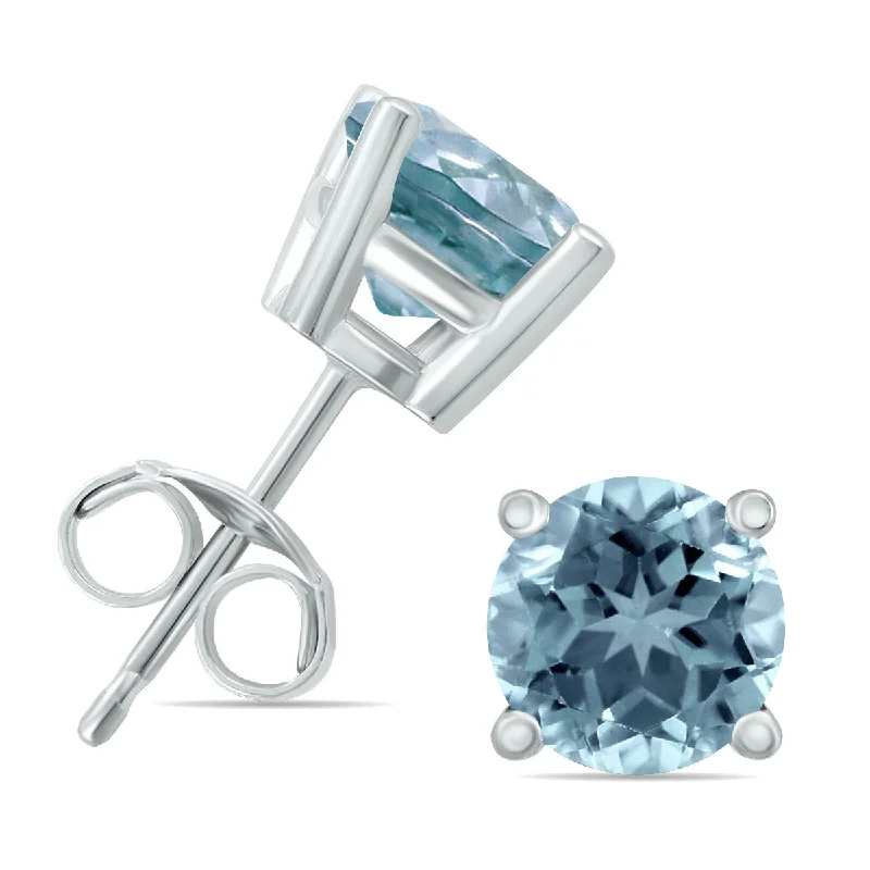 Personalized Engraved Jewelry For Meaningful Gifts 14K 4Mm Round Aquamarine Earrings Personalized Engraved Jewelry For Meaningful Gifts 14K 4Mm Round Aquamarine Earrings