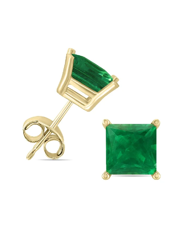 Dainty Floral Jewelry For Feminine Elegance 14K  5Mm Square Emerald Earrings