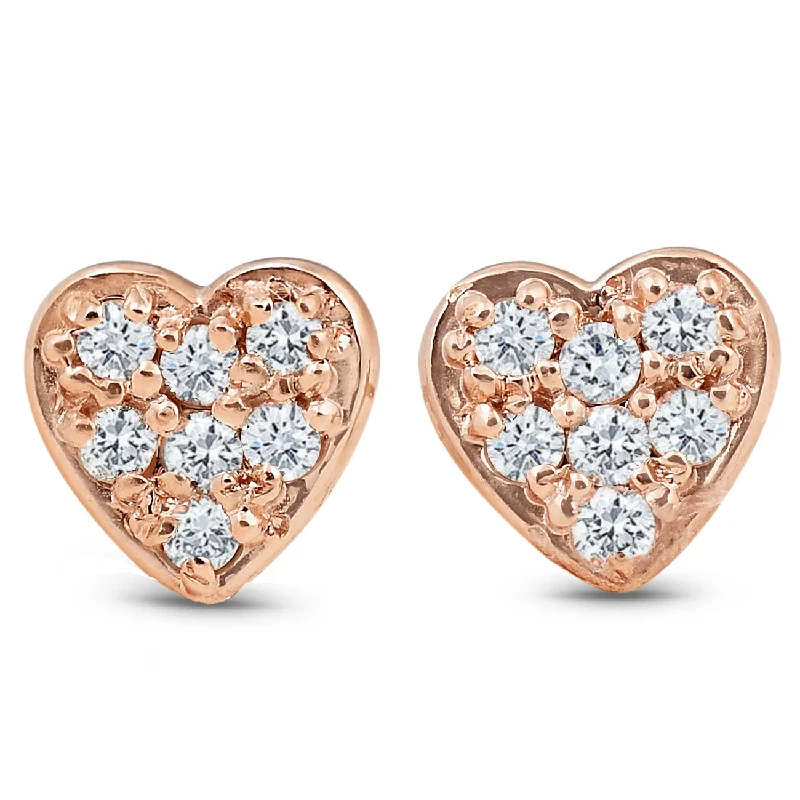 Grab Your Dream Jewelry At The Lowest Prices 14K Rose Gold Diamond Pave Petite Heart Studs Dainty High Polished 5.7MM Grab Your Dream Jewelry At The Lowest Prices 14K Rose Gold Diamond Pave Petite Heart Studs Dainty High Polished 5.7MM