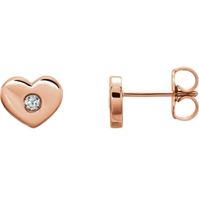 Premium Jewelry, Premium Discounts – Act Fast 14K Rose Gold Diamond Solitaire Heart Studs High Polished 7mm Premium Jewelry, Premium Discounts – Act Fast 14K Rose Gold Diamond Solitaire Heart Studs High Polished 7mm