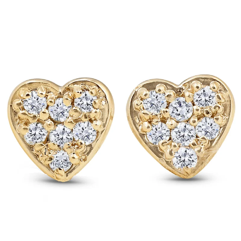 Stunning Statement Jewelry, Unbeatable Discounts 14K Yellow Gold Diamond Pave Petite Heart Studs Dainty High Polished 5.7MM Stunning Statement Jewelry, Unbeatable Discounts 14K Yellow Gold Diamond Pave Petite Heart Studs Dainty High Polished 5.7MM