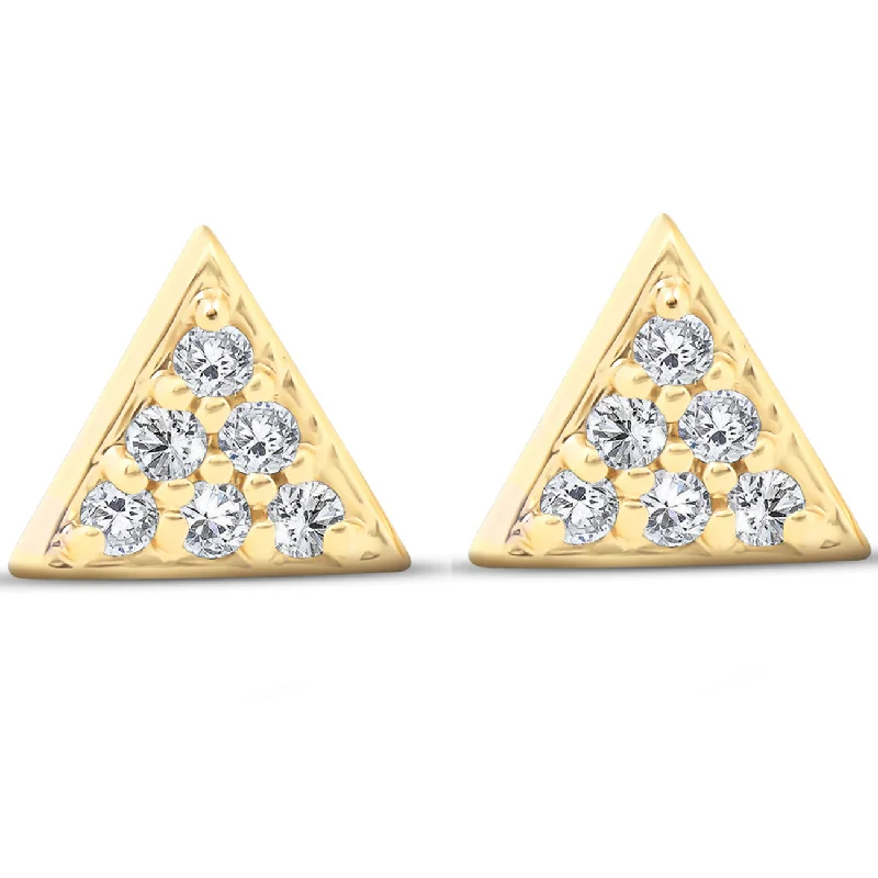 The Perfect Jewelry Piece At The Perfect Discount 14k Yellow Gold Triangle Pave 1/10 Ct Diamond Delicate Spike Studs Womens Earrings The Perfect Jewelry Piece At The Perfect Discount 14k Yellow Gold Triangle Pave 1/10 Ct Diamond Delicate Spike Studs Womens Earrings