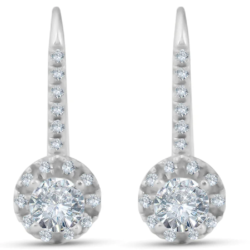 Limited Stock On Premium Jewelry At Low Prices 1ct Pave Halo Dangle Earrings 14K White Gold Limited Stock On Premium Jewelry At Low Prices 1ct Pave Halo Dangle Earrings 14K White Gold