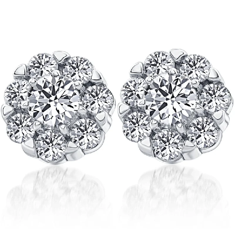 Breathtaking Jewelry At Limited-Time Savings 1ct Pave Halo Fire Diamond Studs 14k White Gold Breathtaking Jewelry At Limited-Time Savings 1ct Pave Halo Fire Diamond Studs 14k White Gold