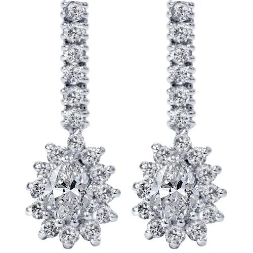 Celebrate Every Occasion With Sparkling Savings 1ct Pear Shape Diamond Halo Earrings 14K White Gold Celebrate Every Occasion With Sparkling Savings 1ct Pear Shape Diamond Halo Earrings 14K White Gold