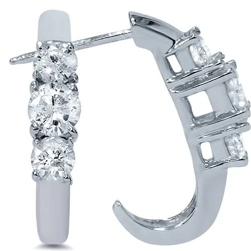 Flash Sale On Elegant Jewelry – Don't Miss Out 1ct Three Stone Diamond White Gold Earrings 14K
