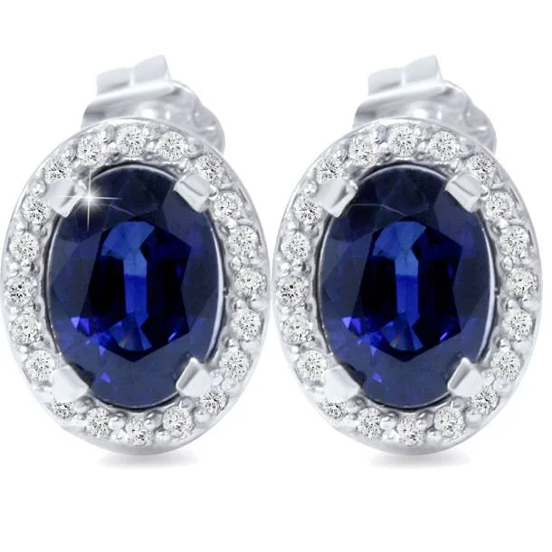 Stunning Jewelry Pieces At The Lowest Prices Ever 2 1/4ct Blue Sapphire Diamond Halo Studs 14K White Gold Stunning Jewelry Pieces At The Lowest Prices Ever 2 1/4ct Blue Sapphire Diamond Halo Studs 14K White Gold