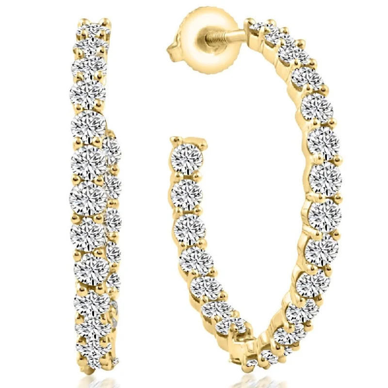 Affordable Luxury Jewelry For Every Occasion 2 1/4Ct Diamond Inside Outside Hoops 10k White or Yellow Gold Earrings 1" Tall Affordable Luxury Jewelry For Every Occasion 2 1/4Ct Diamond Inside Outside Hoops 10k White or Yellow Gold Earrings 1" Tall