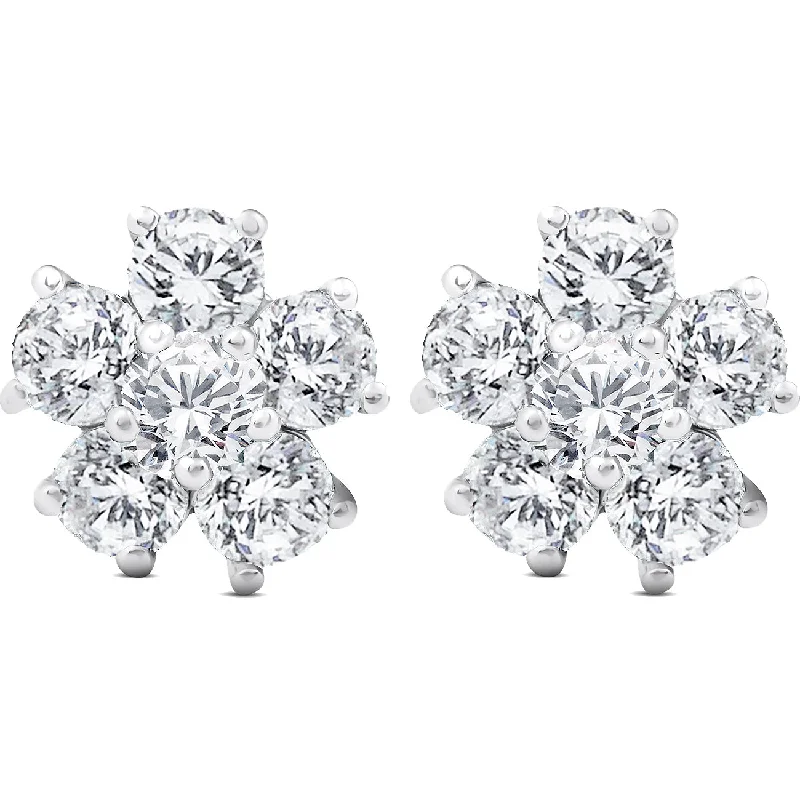 Personalized Engraved Jewelry For Meaningful Gifts 2 3/4 Ct Diamond Star Burst Studs Womens Earrings 14k White Gold Personalized Engraved Jewelry For Meaningful Gifts 2 3/4 Ct Diamond Star Burst Studs Womens Earrings 14k White Gold