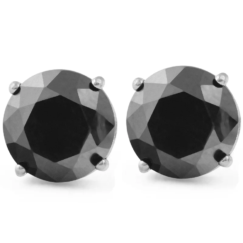 Limited-Time Offer On Elegant Jewelry Pieces 2Ct Treated Black Diamond Studs Earrings In 14K White & Yellow Gold in Basket Setting Limited-Time Offer On Elegant Jewelry Pieces 2Ct Treated Black Diamond Studs Earrings In 14K White & Yellow Gold in Basket Setting