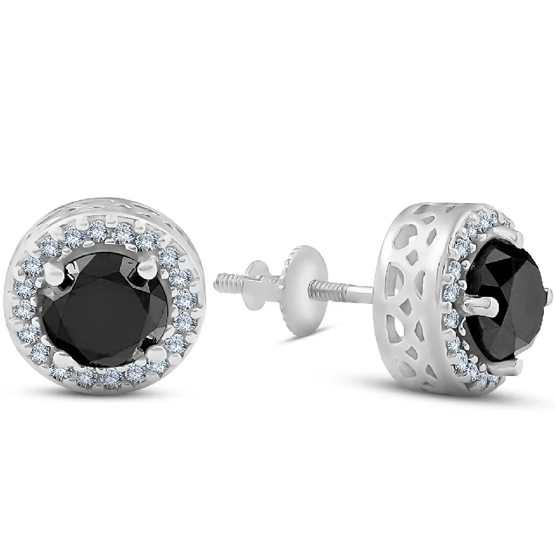Exclusive Jewelry Sale Event – Shop Now 3.25 Ct Black & White Round Diamond Halo Studs 14K White Gold Exclusive Jewelry Sale Event – Shop Now 3.25 Ct Black & White Round Diamond Halo Studs 14K White Gold