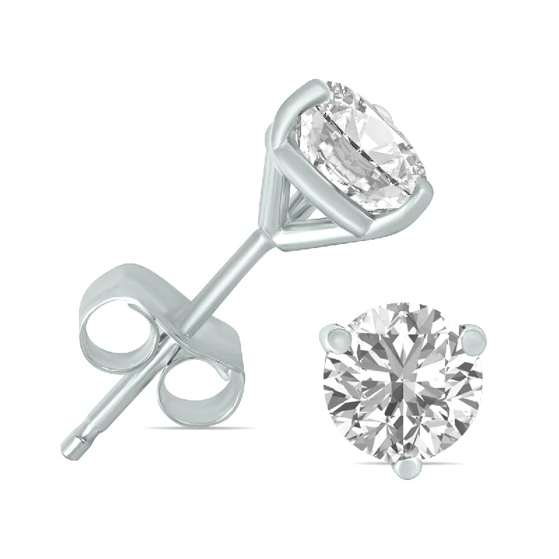 Romantic Heart-Shaped Jewelry For Special Gifts 3/4 Carat Tw Lab Grown Diamond Martini Set Round Earrings In 14K White Gold Romantic Heart-Shaped Jewelry For Special Gifts 3/4 Carat Tw Lab Grown Diamond Martini Set Round Earrings In 14K White Gold