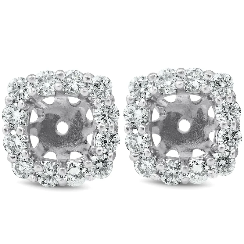 Romantic Heart-Shaped Jewelry For Special Gifts 3/4 Ct Diamond Stud Earring Cushion Halo Jackets 14k White Gold (5-5.5mm) Romantic Heart-Shaped Jewelry For Special Gifts 3/4 Ct Diamond Stud Earring Cushion Halo Jackets 14k White Gold (5-5.5mm)