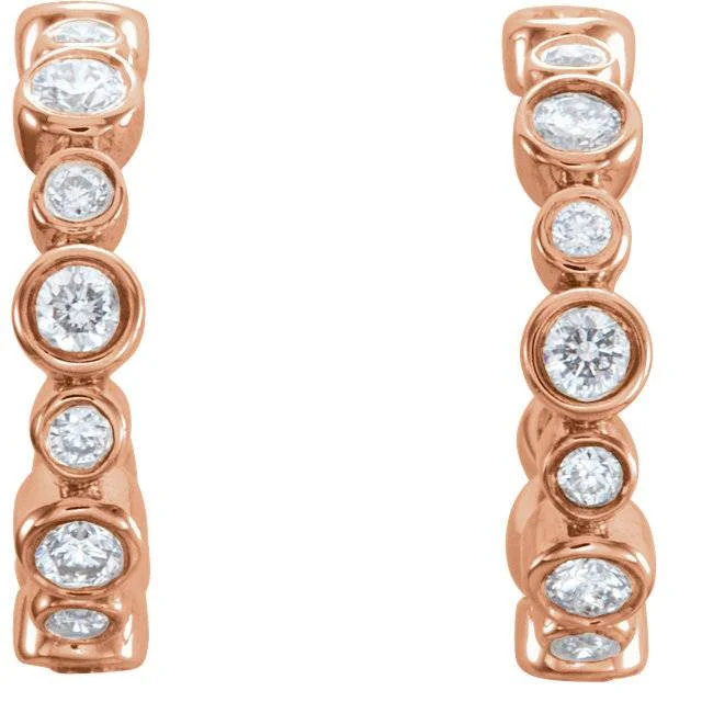 Affordable Glamour – Premium Jewelry For Less 3/8CT Diamond Vintage Hoops 14k Rose Gold 1/2" tall Affordable Glamour – Premium Jewelry For Less 3/8CT Diamond Vintage Hoops 14k Rose Gold 1/2" tall