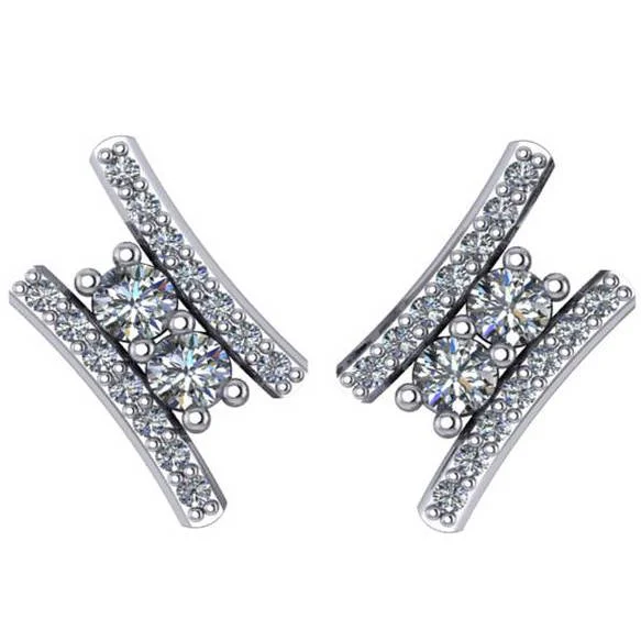 Luxury Jewelry Without The Luxury Price Tag 3/8Ct Forever Us 2 Stone Diamond Studs Women's Earrings 14K White Gold 1/2" tall Luxury Jewelry Without The Luxury Price Tag 3/8Ct Forever Us 2 Stone Diamond Studs Women's Earrings 14K White Gold 1/2" tall