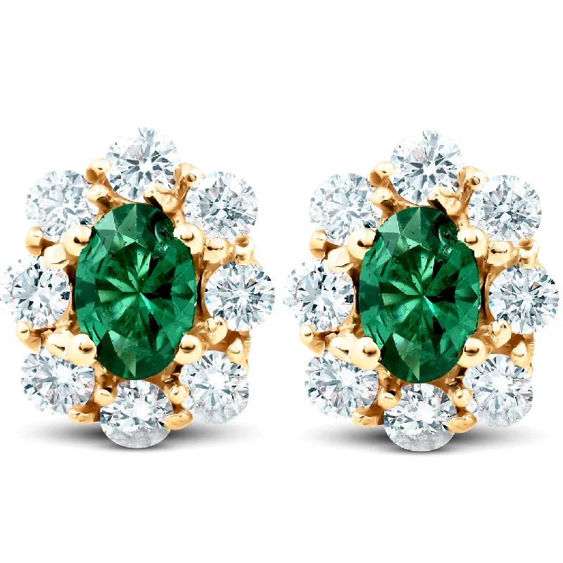 Handcrafted Jewelry Sale – Unique Designs At Low Prices 3 Ct Emerald & Diamond Halo Studs 14k Yellow Gold Handcrafted Jewelry Sale – Unique Designs At Low Prices 3 Ct Emerald & Diamond Halo Studs 14k Yellow Gold
