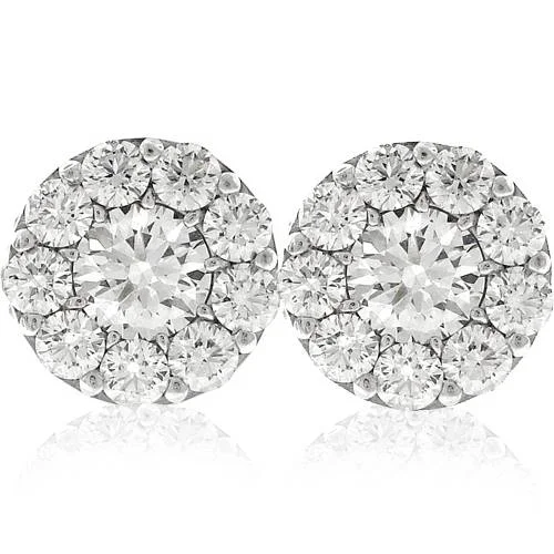 Exclusive Online Jewelry Sale – Don't Wait 3ct Halo Diamond Studs 14K White Gold