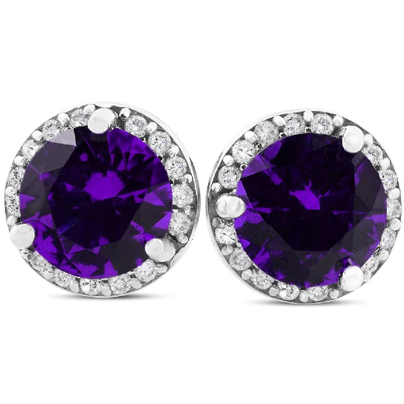 Shop Trending Jewelry With Exclusive Savings 5/8ct Amethyst & Diamond Halo Studs 10K White Gold Shop Trending Jewelry With Exclusive Savings 5/8ct Amethyst & Diamond Halo Studs 10K White Gold