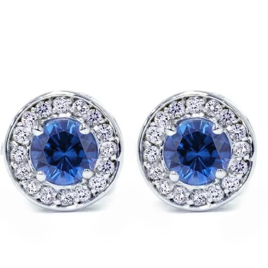 Limited-Time Jewelry Discounts – Shine Without The Splurge 5/8ct Halo Diamond Blue Sapphire Studs 14K White Gold