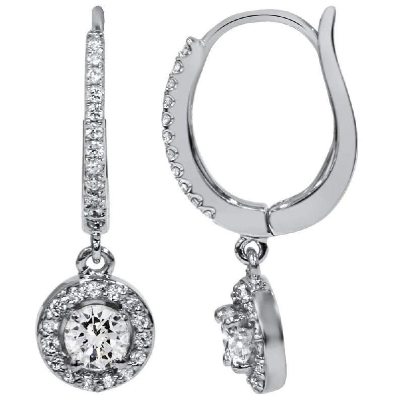 Get Ready To Sparkle – Special Jewelry Discounts 5/8ct Pave Diamond Hoop Dangle Lever Back Earrings 18K White Gold 1" Tall Get Ready To Sparkle – Special Jewelry Discounts 5/8ct Pave Diamond Hoop Dangle Lever Back Earrings 18K White Gold 1" Tall