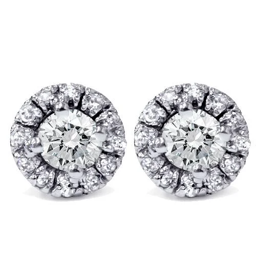Dazzle In Elegance With Our Biggest Jewelry Sale 5/8ct Pave Halo Diamond Studs 14K White Gold Dazzle In Elegance With Our Biggest Jewelry Sale 5/8ct Pave Halo Diamond Studs 14K White Gold