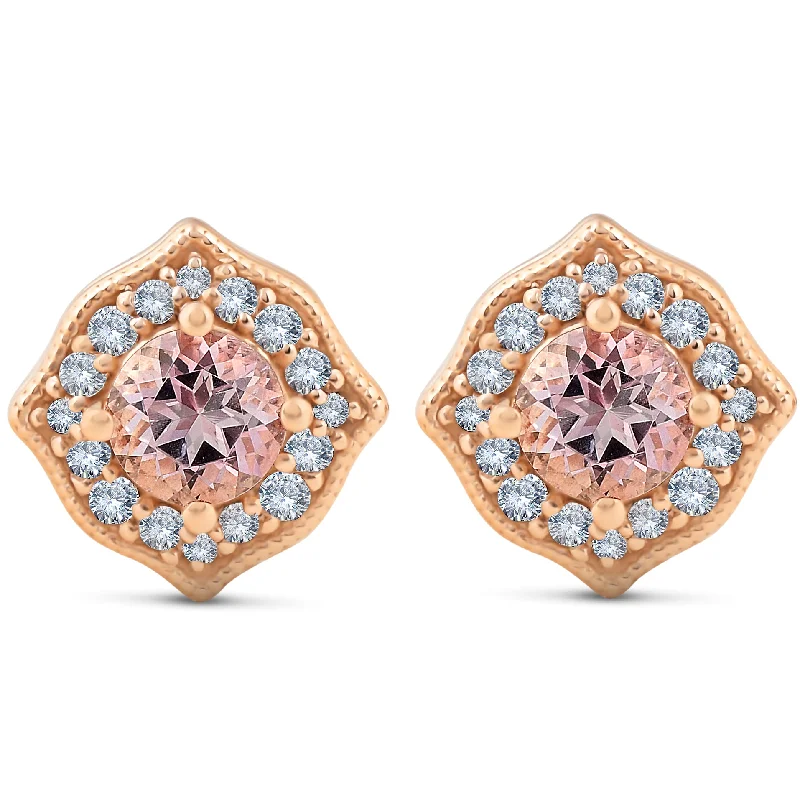 Don't Miss Our Biggest Jewelry Sale Of The Season 5/8ct Pink Topaz & Diamond Vintage Halo Studs 14k Rose Gold Don't Miss Our Biggest Jewelry Sale Of The Season 5/8ct Pink Topaz & Diamond Vintage Halo Studs 14k Rose Gold