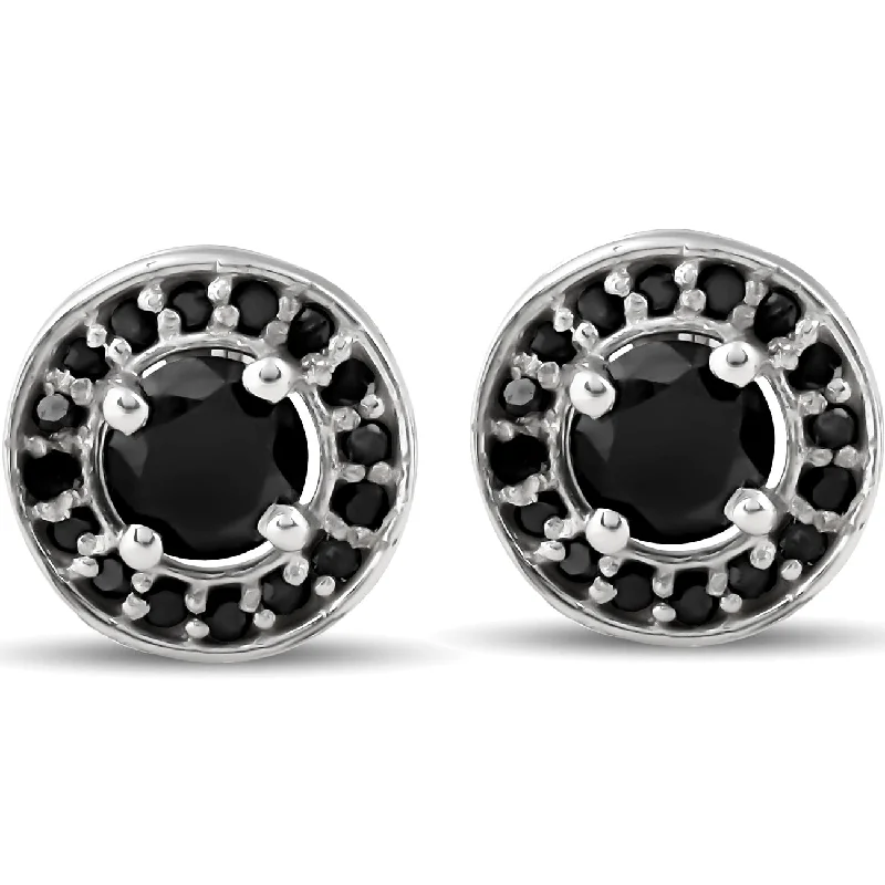 Versatile Layering Jewelry For Effortless Chic 5/8ct Treated Black Diamond Halo Studs 14K White Gold Versatile Layering Jewelry For Effortless Chic 5/8ct Treated Black Diamond Halo Studs 14K White Gold