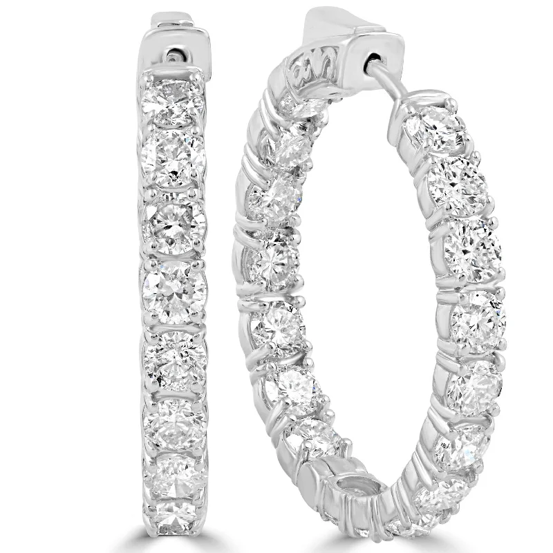 Luxury Jewelry At Unbeatable Discounts 6.13 cttw Diamond Inside Outside Vault Lock Hoops 14k White Gold 30mm Tall