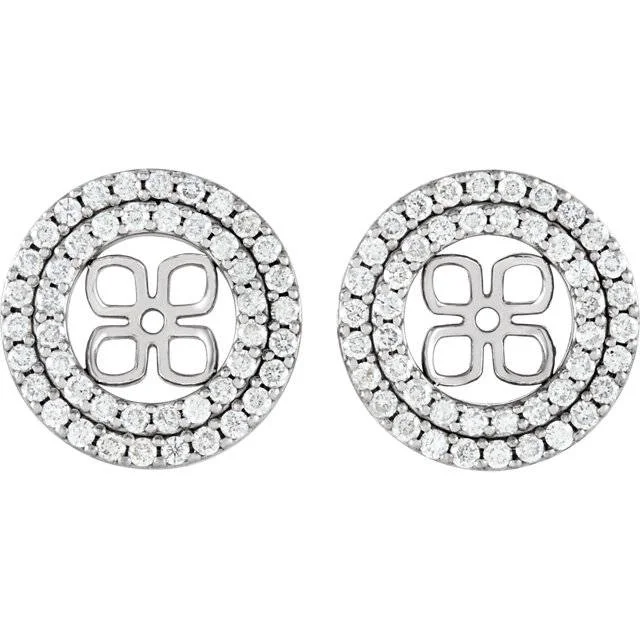 Once-A-Year Jewelry Sale – Grab Your Favorites Now 7/8Ct Double Halo Diamond Earring Jackets 14K White Gold (For 8mm Pearls)